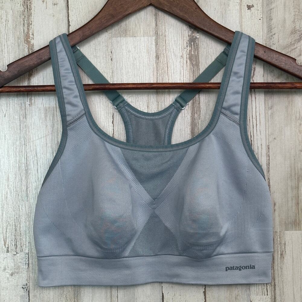 Patagonia Active Mesh Sports Bra Size 36CD Dusty Blue Supportive Gorpcore EUC